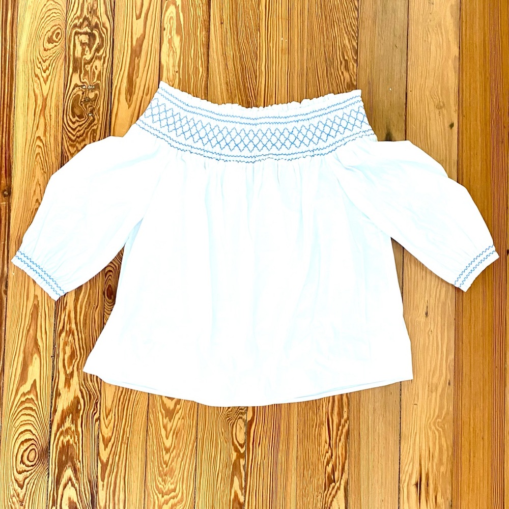 Vineyard Vines Off Shoulder Smocked 3/4 Medium